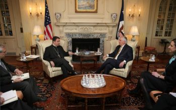 In talk with top diplomat, bishop stresses church concern for common good