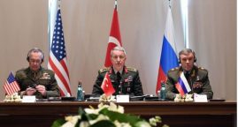 The Pentagon’s top officer meets with generals from Turkey and Russia to discuss Syria operations.