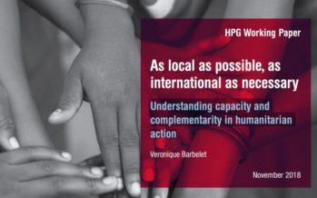 Humanitarian action : as local as possible, as international as necessary